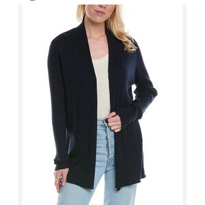 J McLaughlin Addilyn Women's Navy Open-Front Cardigan S navy blue ribbed light